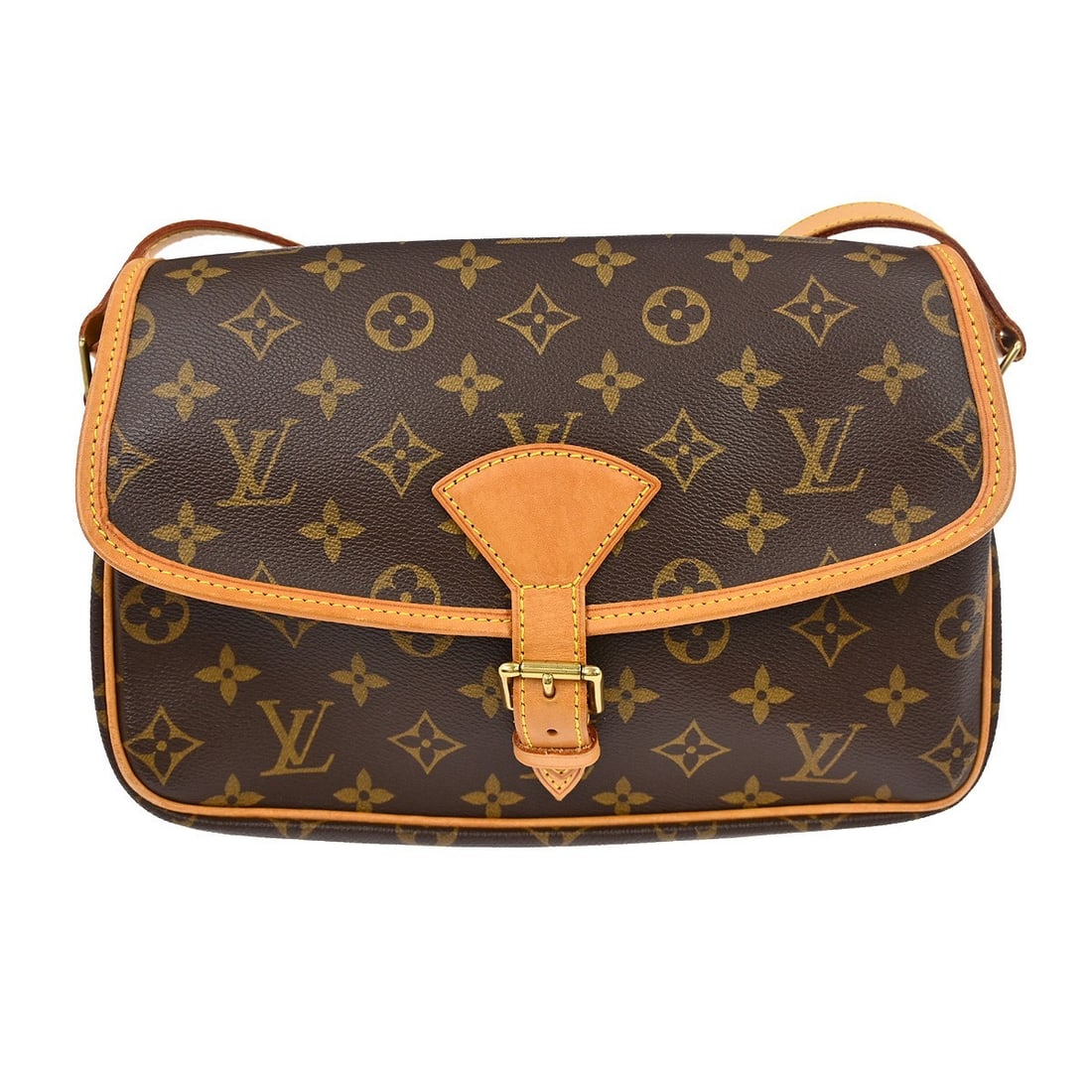 Louis Vuitton Sologne Monogram Crossbody Bag M42250: Louis Vuitton Sologne Monogram Crossbody Bag M42250 This Louis Vuitton Sologne shoulder bag features the iconic Monogram canvas with leather trim and a classic flap buckle closure. Designed in a mediu