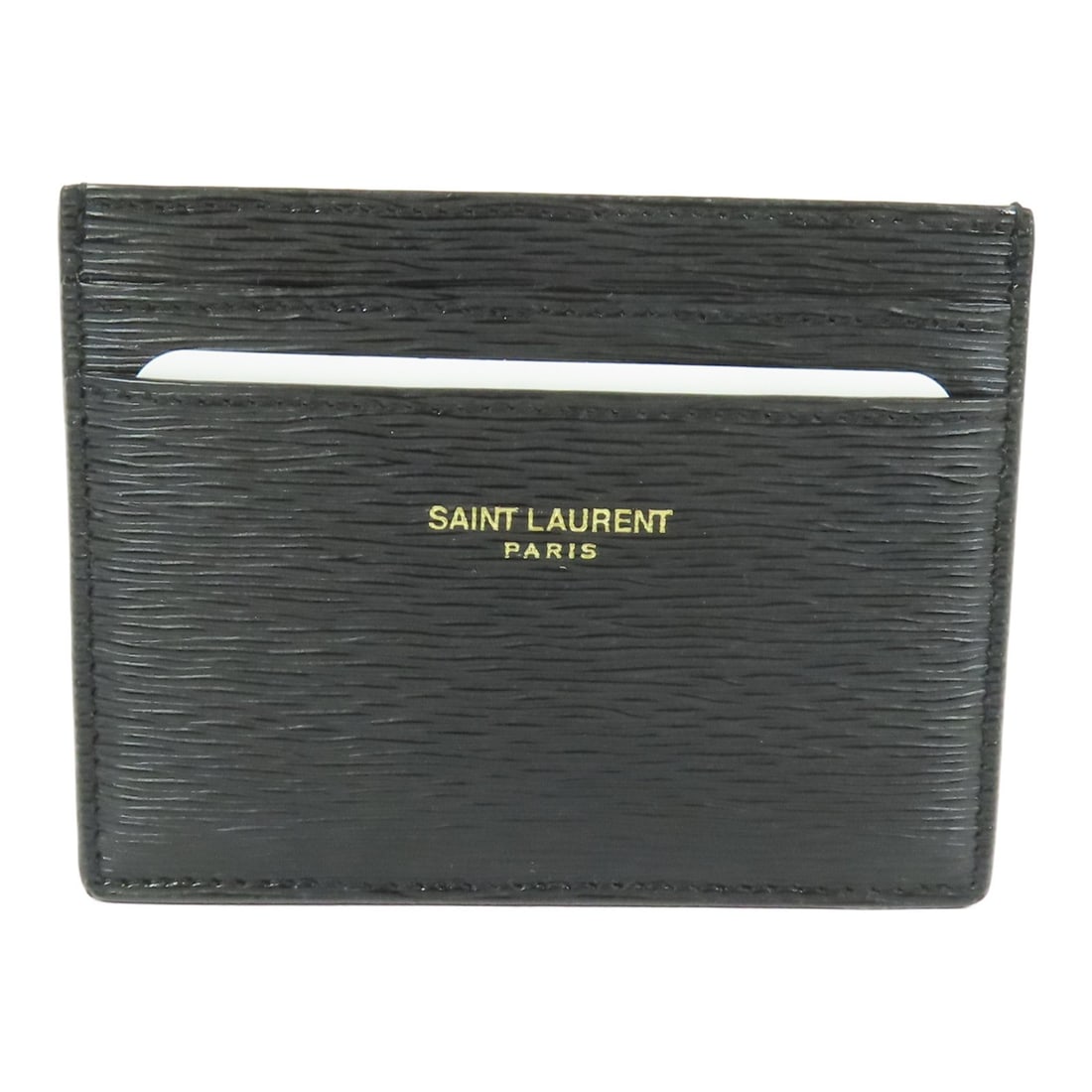 Saint Laurent Black Leather YSL Card Case: Saint Laurent Black Leather YSL Card Case This SAINT LAURENT card case is crafted from black leather and designed for a sleek, minimalist look. Made in Italy, it features a refined silhouette suitable