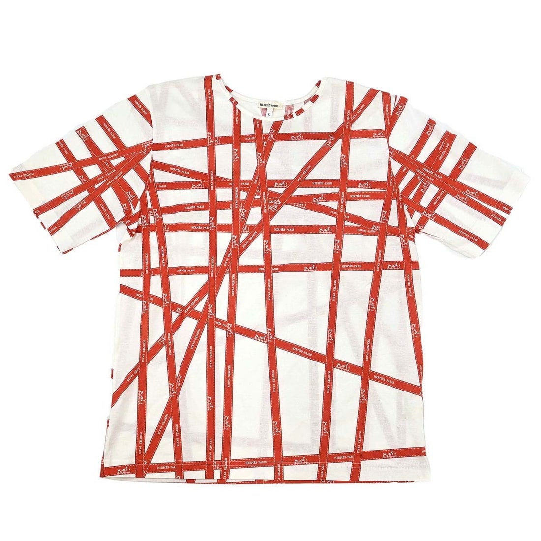 Hermes White Cotton Short Sleeve Women's T Shirt Size L (1 of 15)