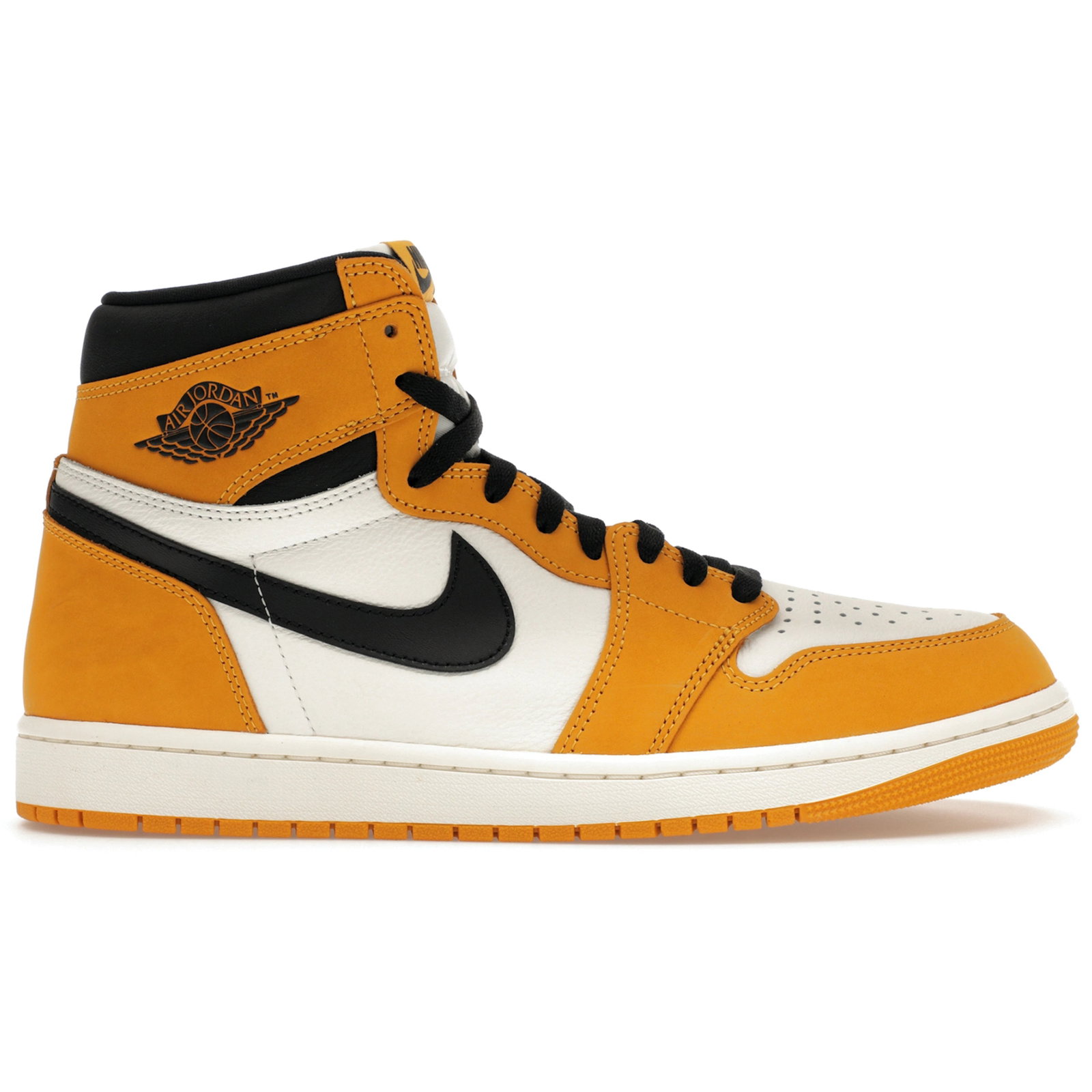 Yellow Ochre Jordan 1 Retro High OG Sneakers Size 11 M 12.5 W: Yellow Ochre Jordan 1 Retro High OG Sneakers Size 11 M 12.5 W The Jordan 1 Retro High OG Yellow Ochre is an authentic sneaker featuring the iconic high-top silhouette and classic design elements. This