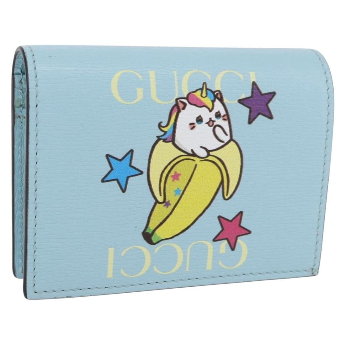 Light Blue Leather Gucci Bananya Compact Wallet 701009 2067 with Box (1 of 18)