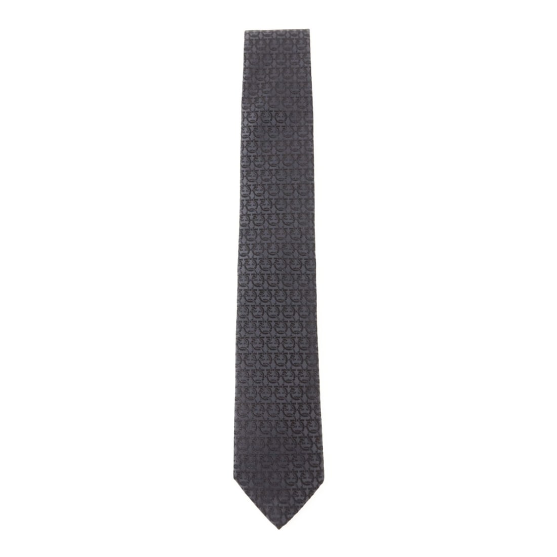 Silk Tie in Dark Blue by Salvatore Ferragamo Italy (1 of 9)