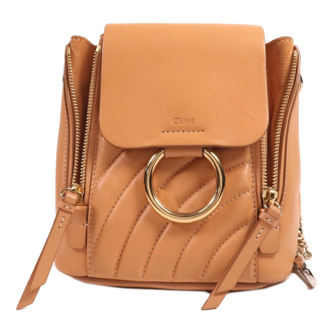 Chloe GHW calfskin rucksack backpack light brown: Chloe GHW calfskin rucksack backpack light brown This Chloe rucksack backpack features a light brown calfskin leather exterior and is designed for women. Crafted in France, it has a compact silhouette