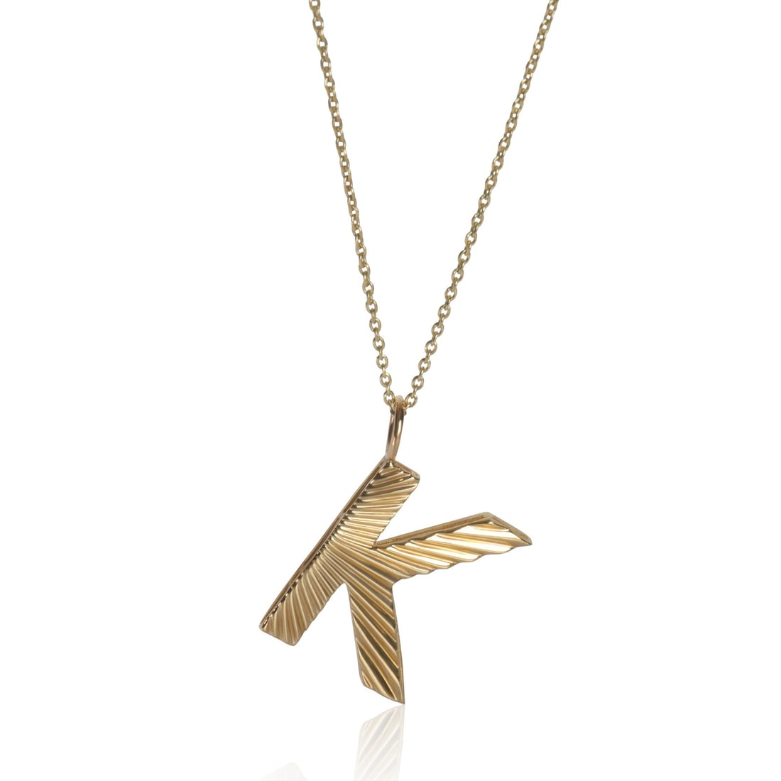 14K Yellow Gold Sunburst Initial K Pendant Necklace (1 of 3)