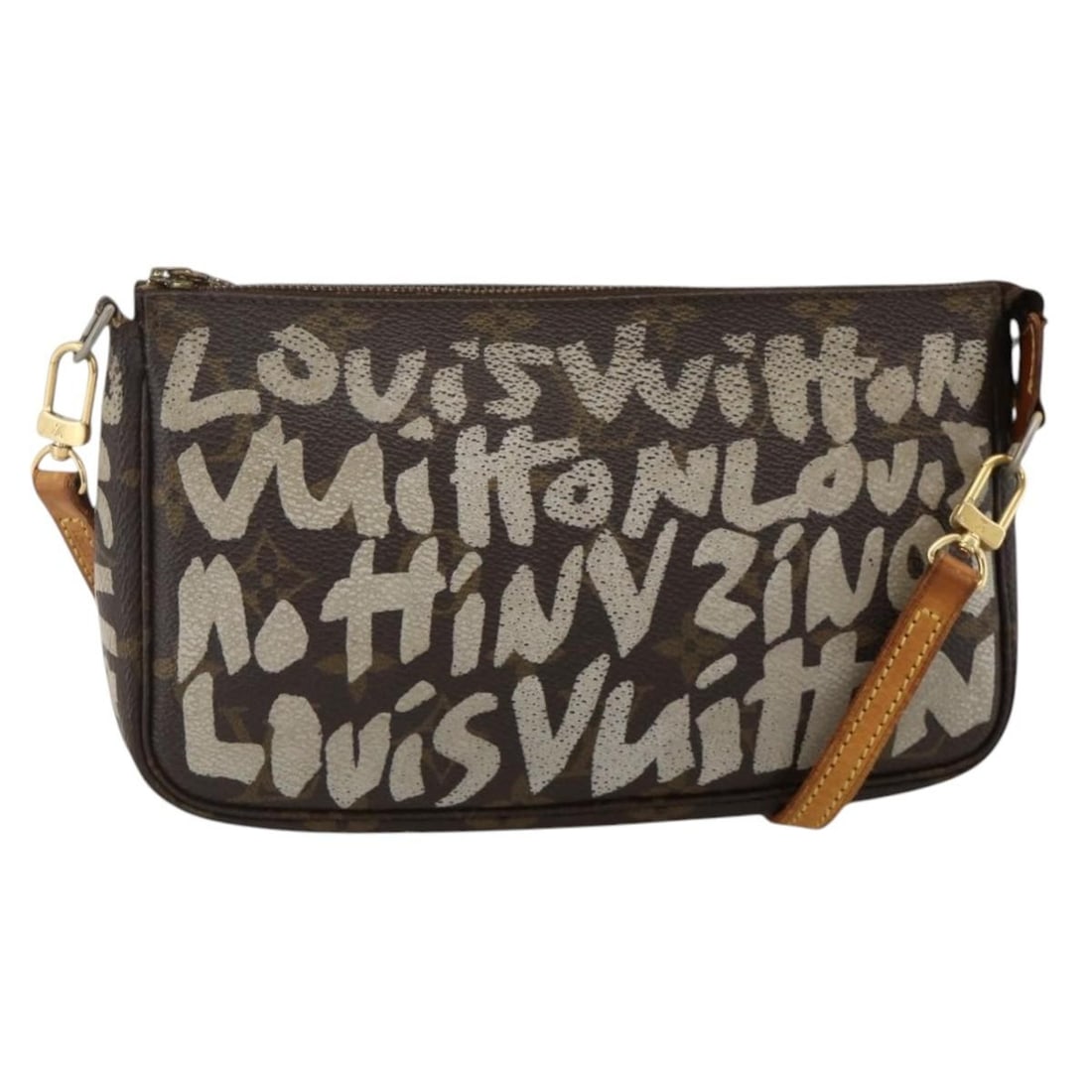 Pochette Accessoires Monogram Graffiti Canvas Bag by Louis Vuitton Limited Edition: Pochette Accessoires Monogram Graffiti Canvas Bag by Louis Vuitton Limited Edition This Louis Vuitton Pochette Accessoires Limited Edition Monogram Graffiti is crafted from brown canvas and designed f