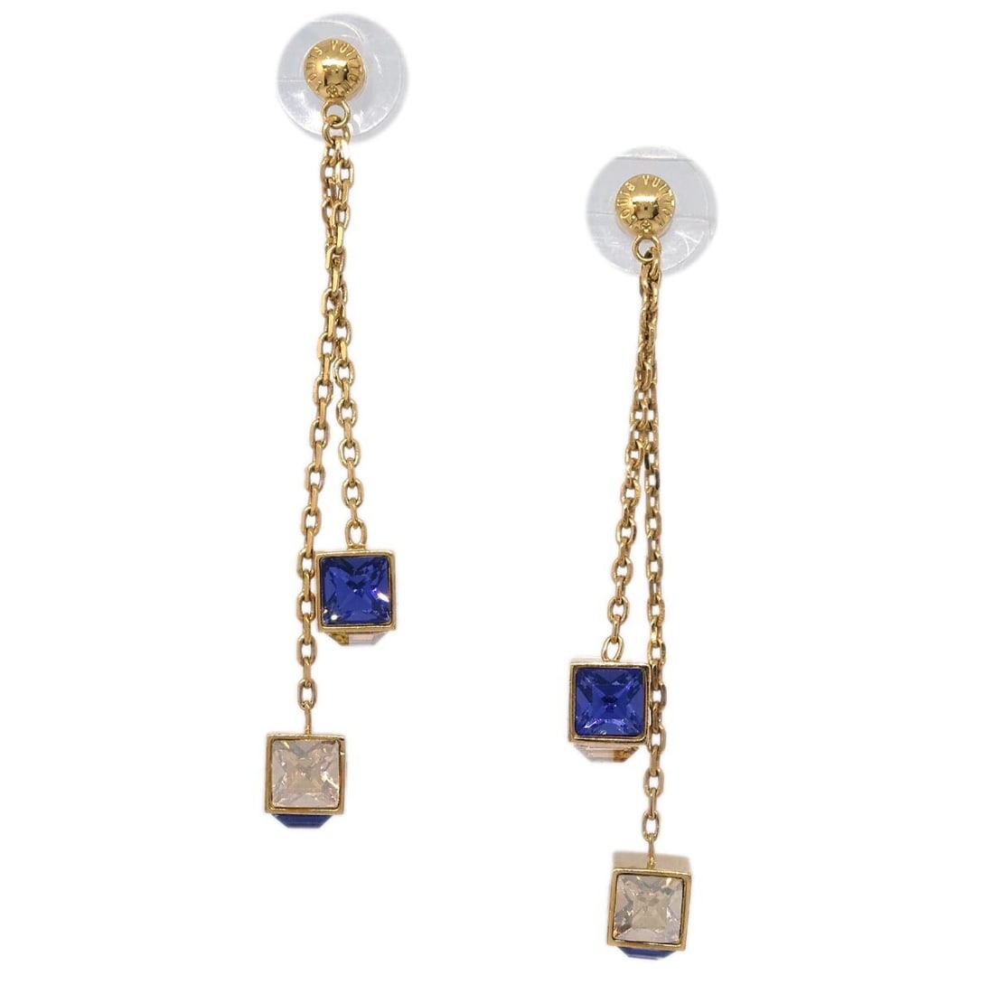 Louis Vuitton Gold Plated Gamble Dangle Earrings with Rhinestones (1 of 5)