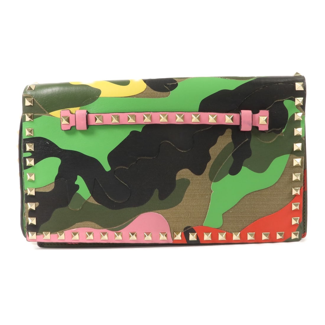 Valentino Rockstud Camouflage Wristlet Clutch Canvas Calfskin Multicolor (1 of 18)