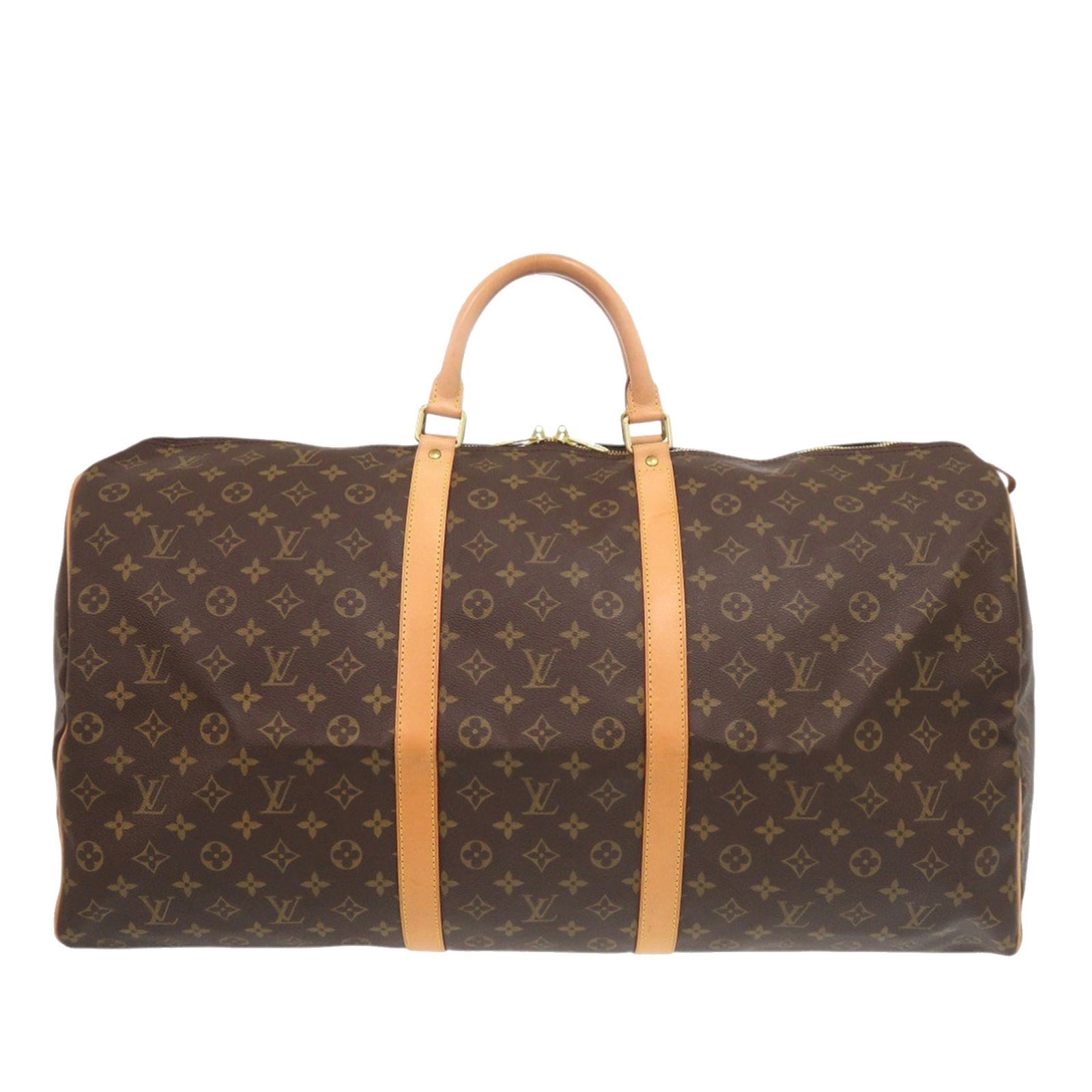 Louis Vuitton Keepall 60 Monogram Canvas Travel Bag: Louis Vuitton Keepall 60 Monogram Canvas Travel Bag This Louis Vuitton Monogram Keepall 60 features the iconic monogram canvas with vachetta leather trim and rolled vachetta leather handles. It has a 