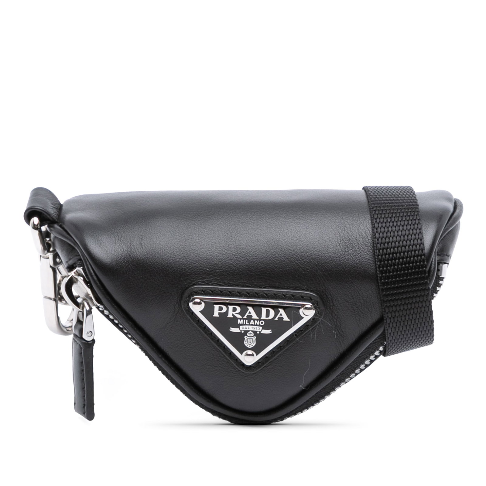 Prada Mini Nappa Leather Triangle Crossbody Pouch with Nylon Strap (1 of 10)