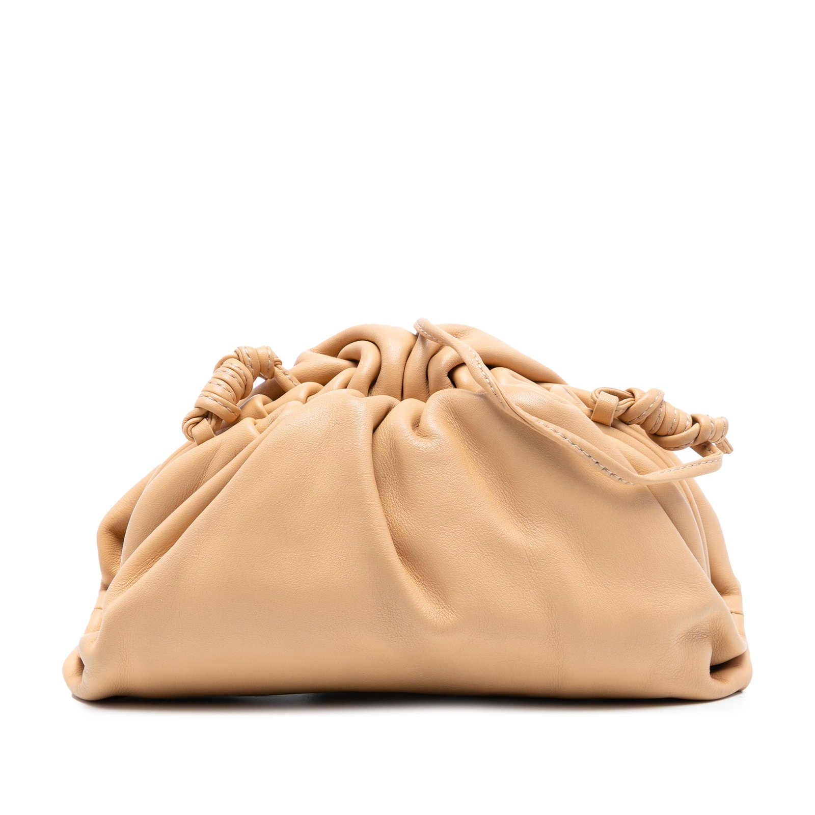 Bottega Veneta Mini Pouch Brown Lambskin Convertible Crossbody Bag: Bottega Veneta Mini Pouch Brown Lambskin Convertible Crossbody Bag This Bottega Veneta Mini Pouch Crossbody features a brown leather body with a convertible flat leather strap and a top frame closure.
