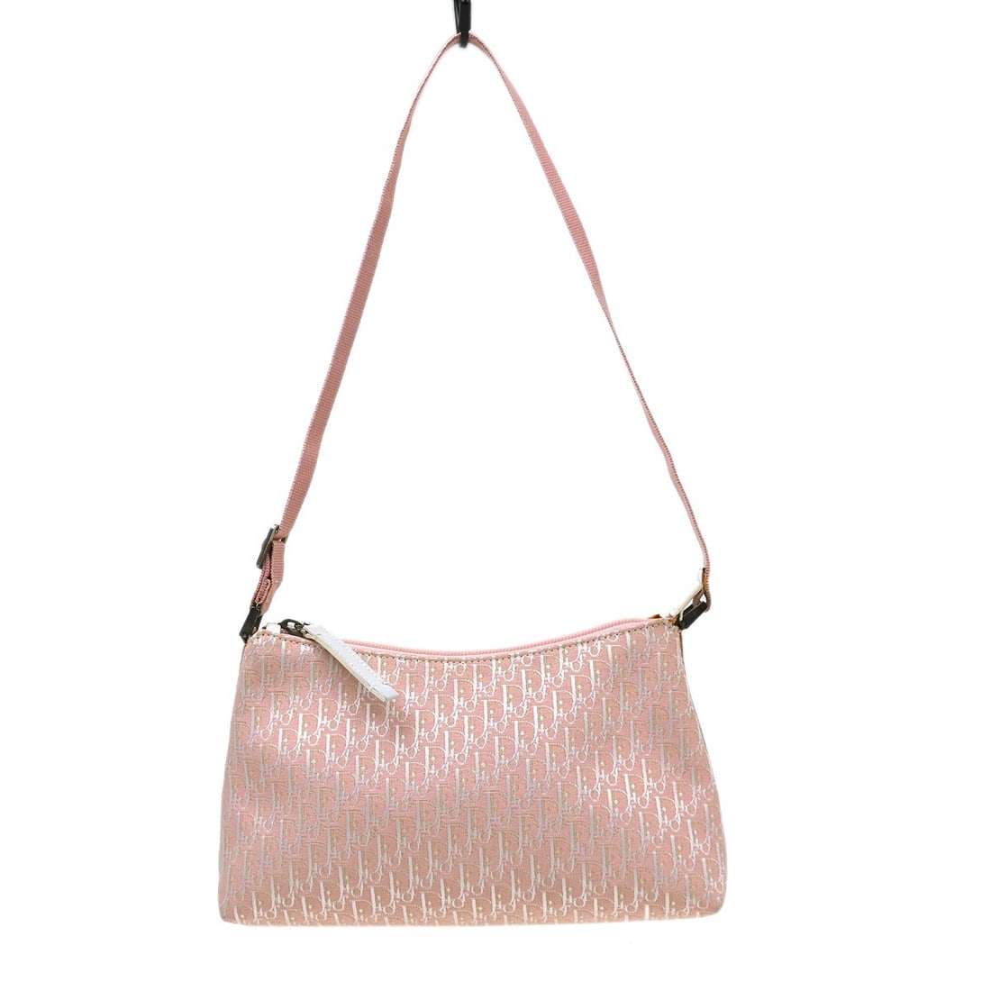 Dior Pink Canvas Top Handle Bag 10 in Zip: Dior Pink Canvas Top Handle Bag 10 in Zip This Christian Dior Trotter handbag features a pink canvas and leather exterior with a matching pink lining. Designed with a top handle style, this small-size