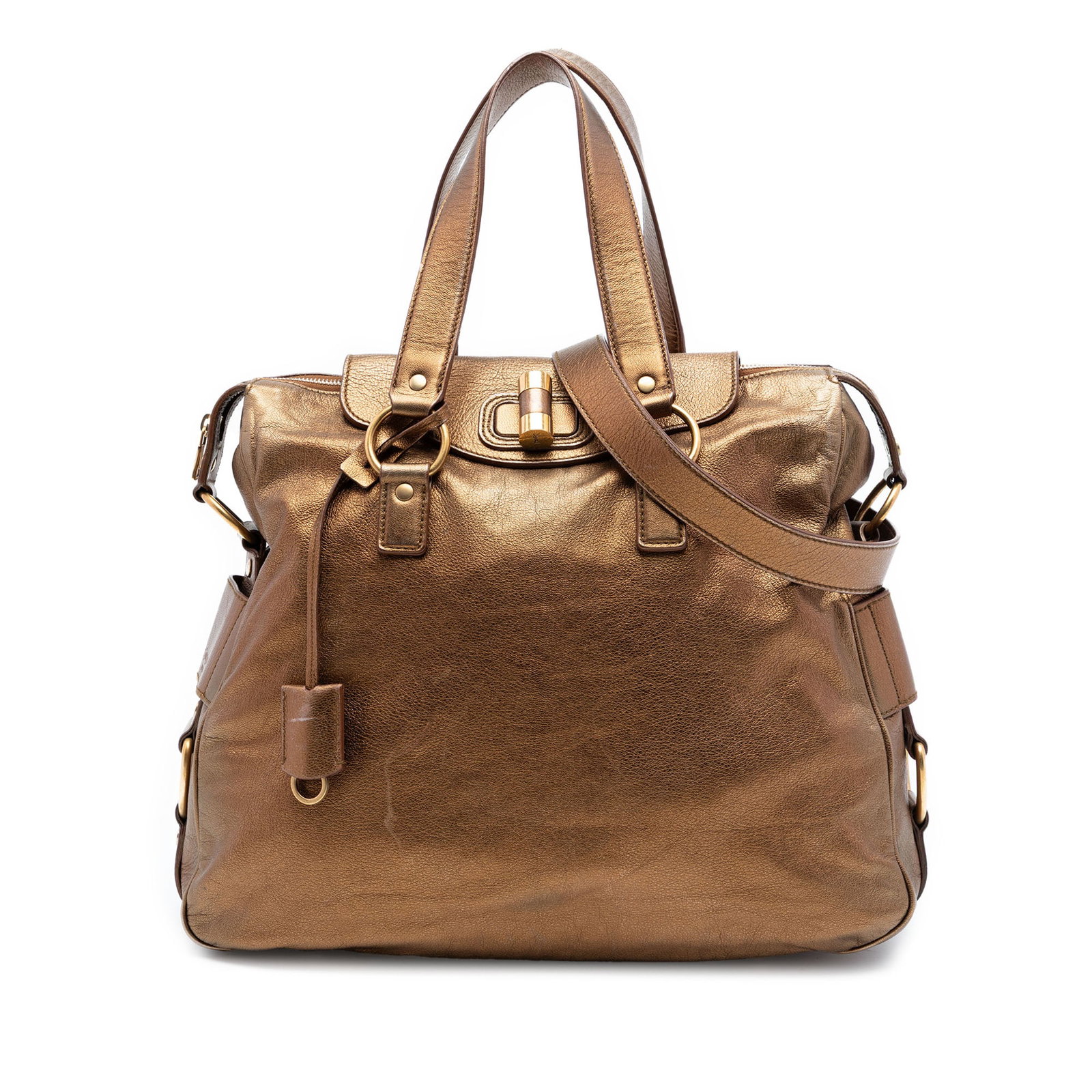 Muse satchel by Saint Laurent metallic calfskin leather: Muse satchel by Saint Laurent metallic calfskin leather This Saint Laurent Metallic Calfskin Muse Satchel is crafted from leather and features flat leather handles, a detachable flat leather strap, a 