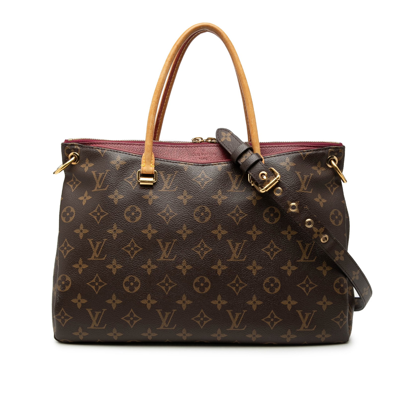 Louis Vuitton Pallas MM Monogram Canvas Tote Bag: Louis Vuitton Pallas MM Monogram Canvas Tote Bag The Louis Vuitton Monogram Pallas MM is crafted with a signature monogram canvas body, complemented by leather trim and rolled vachetta leather handles