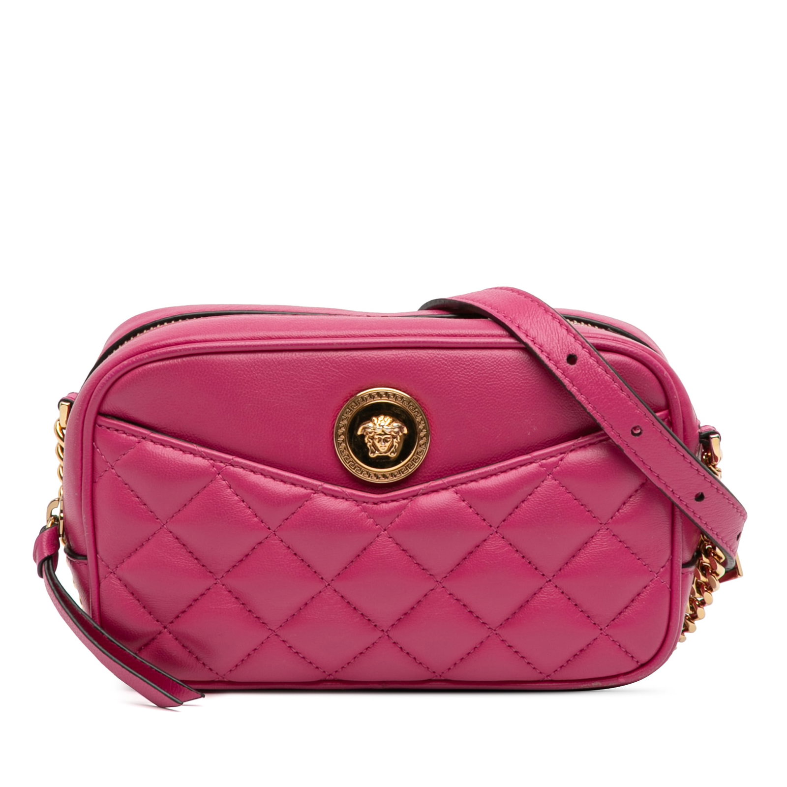 Pink Versace La Medusa Quilted Lambskin Crossbody Camera Bag (1 of 11)