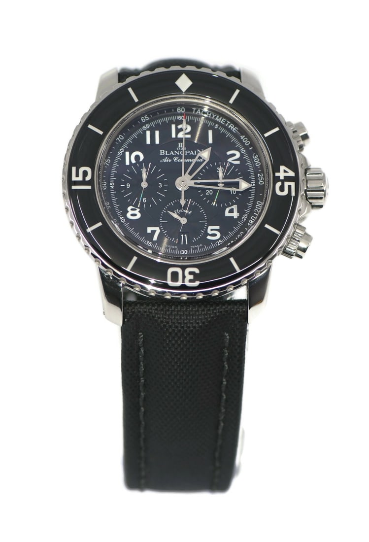 Blancpain Fifty Fathoms Air Command Flyback Stainless Steel 45mm Watch: Blancpain Fifty Fathoms Air Command Flyback Stainless Steel 45mm Watch Discover the Blancpain Fifty Fathoms Air Command Flyback wristwatch, a stunning timepiece crafted from durable stainless steel. T
