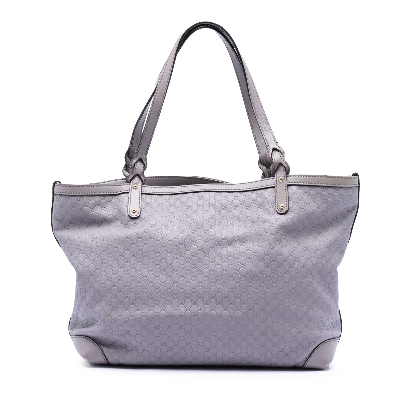 Gucci Microguccissima Medium Purple Leather Tote Bag with Pouch: Gucci Microguccissima Medium Purple Leather Tote Bag with Pouch This Gucci Medium Microguccissima Craft Tote features an embossed leather body in purple, flat leather handles, an open top with lobster