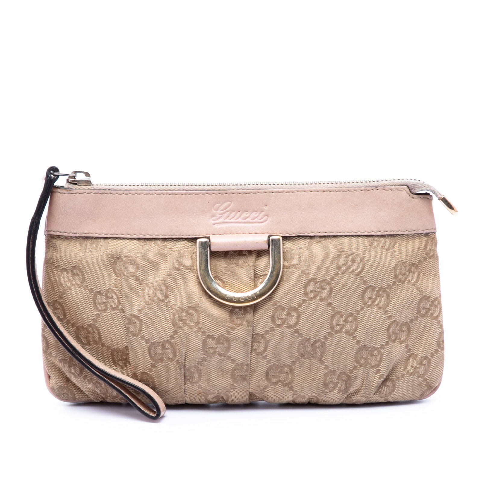Gucci beige canvas wristlet pouch Abbey D Ring (1 of 6)