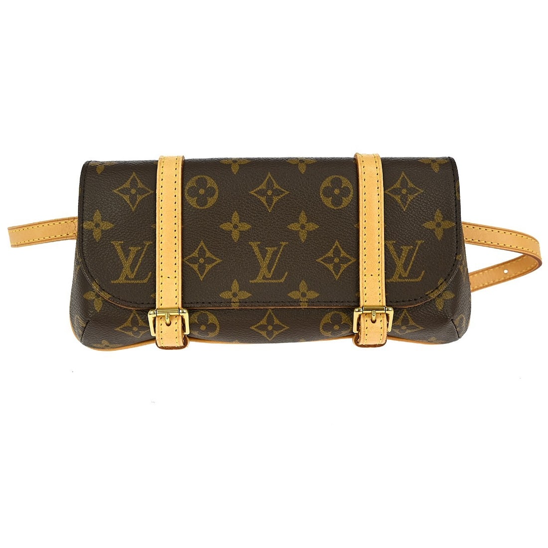 Louis Vuitton Marelle Monogram Belt Bag M51159: Louis Vuitton Marelle Monogram Belt Bag M51159 This vintage Louis Vuitton Pochette Marelle belt bag features the iconic monogram canvas exterior with a brown finish, complemented by a beige shoulder s