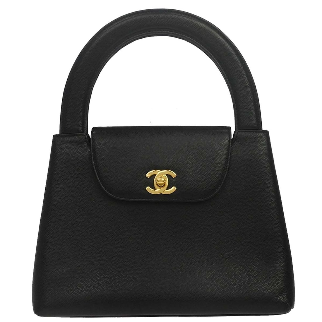 Chanel Caviar Small Black Leather Top Handle Bag 9 Inch: Chanel Caviar Small Black Leather Top Handle Bag 9 Inch This Chanel handbag features luxurious black calfskin leather and a classic top handle design. It is a small-sized accessory crafted in Italy, s