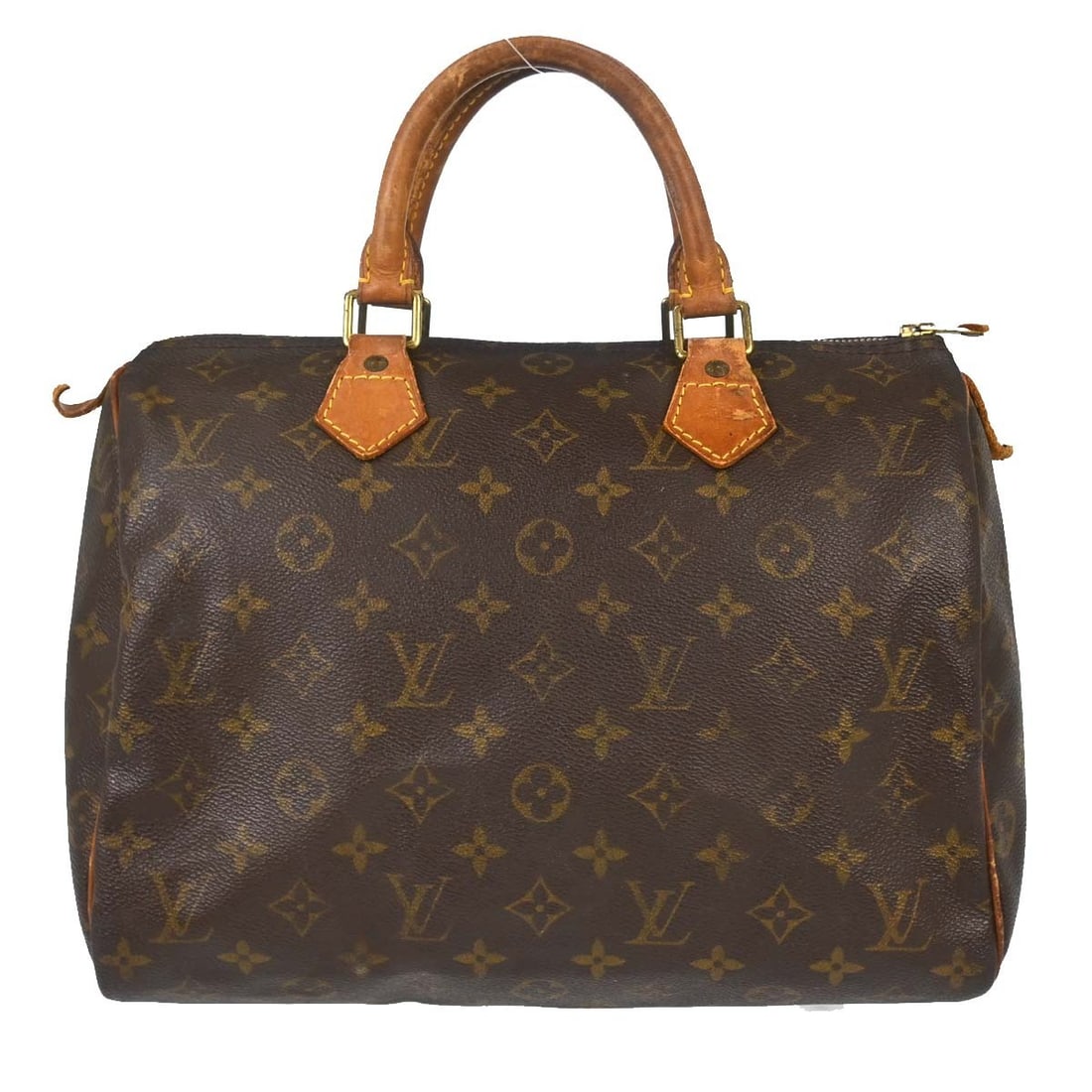 Louis Vuitton Monogram Speedy 30 Top Handle Satchel: Louis Vuitton Monogram Speedy 30 Top Handle Satchel This Louis Vuitton Speedy 30 handbag features the iconic monogram canvas exterior and gold-plated hardware. The bag is designed with double beige le