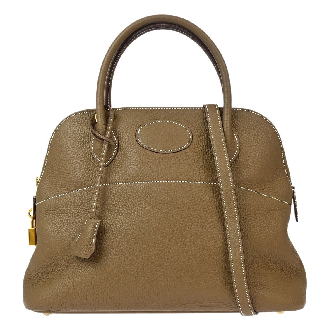 Hermes Bolide 31 Etoupe Clemence Satchel 2way: Hermes Bolide 31 Etoupe Clemence Satchel 2way This Hermes Bolide 31 handbag is crafted from Etoupe Taurillon Clemence leather and features a medium-sized silhouette with double handles and a detachabl