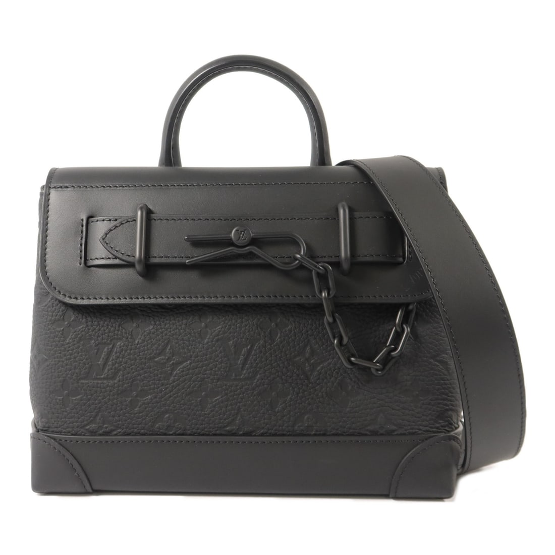 Louis Vuitton Steamer PM black calfskin shoulder bag M24436: Louis Vuitton Steamer PM black calfskin shoulder bag M24436 This Louis Vuitton Steamer PM is a versatile 2-way shoulder bag crafted from luxurious black calfskin (cowhide) leather in the signature Mon