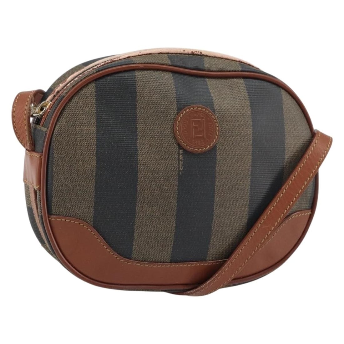 Fendi Pecan Canvas Shoulder Bag Black Brown Gold PVC Italy Authenticated: Fendi Pecan Canvas Shoulder Bag Black Brown Gold PVC Italy Authenticated Elevate your accessory collection with this authentic Fendi Shoulder Bag, crafted in Italy from a luxurious blend of PVC leathe