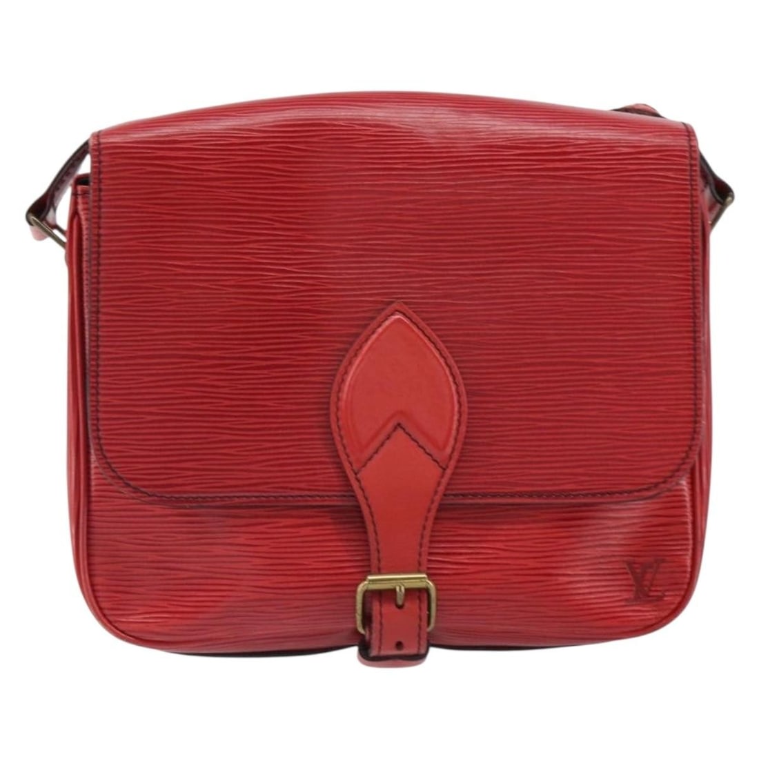 Red Epi Leather Cartouchiere Shoulder Bag by Louis Vuitton: Red Epi Leather Cartouchiere Shoulder Bag by Louis Vuitton This Louis Vuitton Cartouchiere handbag is crafted from red Epi leather and designed for women. It features a structured silhouette with a sh