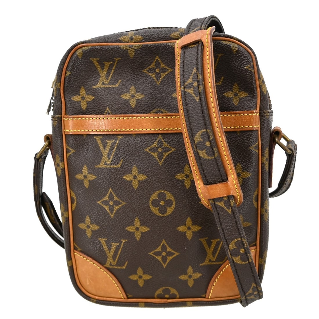 Louis Vuitton Danube Monogram Crossbody Bag M45266: Louis Vuitton Danube Monogram Crossbody Bag M45266 This Louis Vuitton Danube crossbody shoulder bag features the iconic monogram canvas leather exterior with a brown leather lining. Designed in a medi