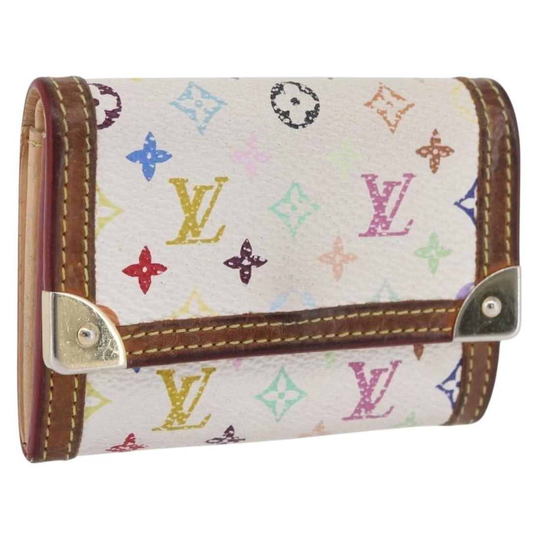 Louis Vuitton White Monogram Multicolor Coin Purse M92657: Louis Vuitton White Monogram Multicolor Coin Purse M92657 This Louis Vuitton Multicolor Porte Monnaie Pla coin purse features the iconic Monogram Multicolor canvas in white. Designed for women, it is 