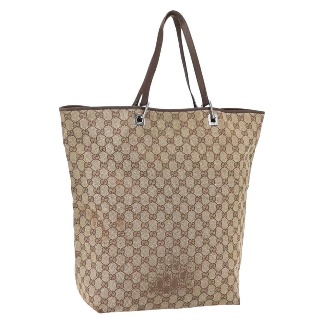 GUCCI GG Canvas Tote Bag Beige Silver 31242 Authentic Italy: GUCCI GG Canvas Tote Bag Beige Silver 31242 Authentic Italy This authentic GUCCI GG Canvas Tote Bag is a stylish accessory crafted in Italy, featuring a chic beige and silver color scheme. The exterio