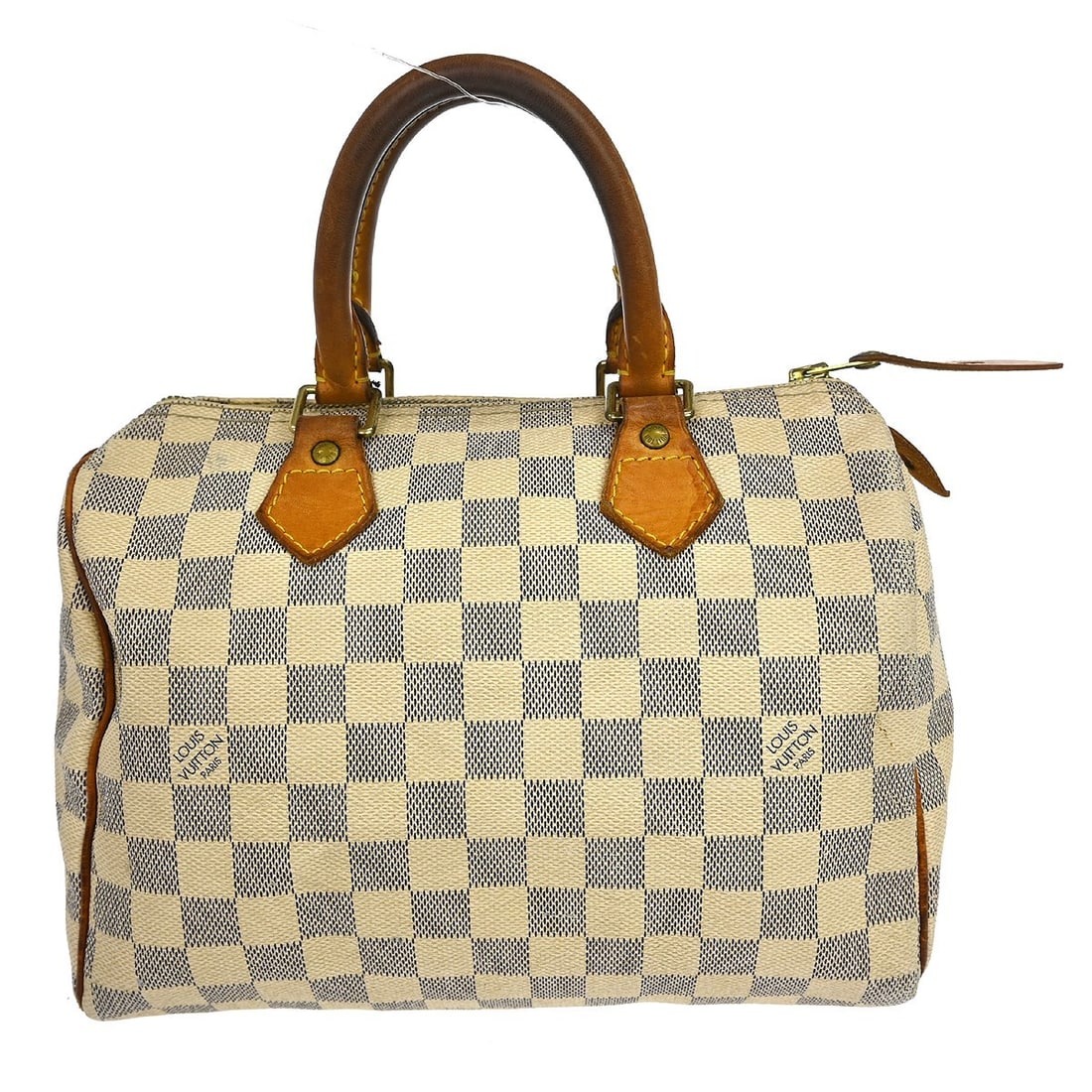 Louis Vuitton Azur Speedy Bandouliere 30 Monogram Canvas Top Handle Bag: Louis Vuitton Azur Speedy Bandouliere 30 Monogram Canvas Top Handle Bag This Louis Vuitton Azur Speedy Bandouliere 30 handbag features the signature monogram pattern on white canvas, complemented by d