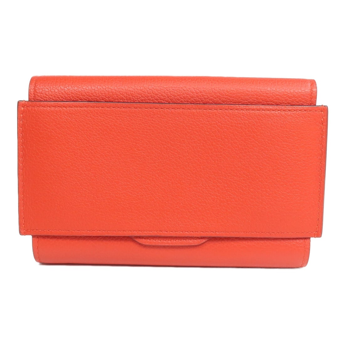 Hermes Evercolor Rouge Tomate bi-fold compact wallet: Hermes Evercolor Rouge Tomate bi-fold compact wallet This Hermes H Passant Compact Wallet is crafted from premium Evercolor calfskin leather in a vibrant Rouge Tomate red. Designed in a bi-fold style,