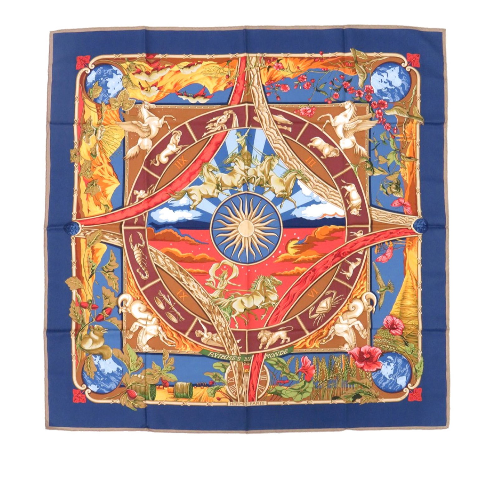 Hermes Rythmes du Monde 90cm Silk Scarf Blue (1 of 3)