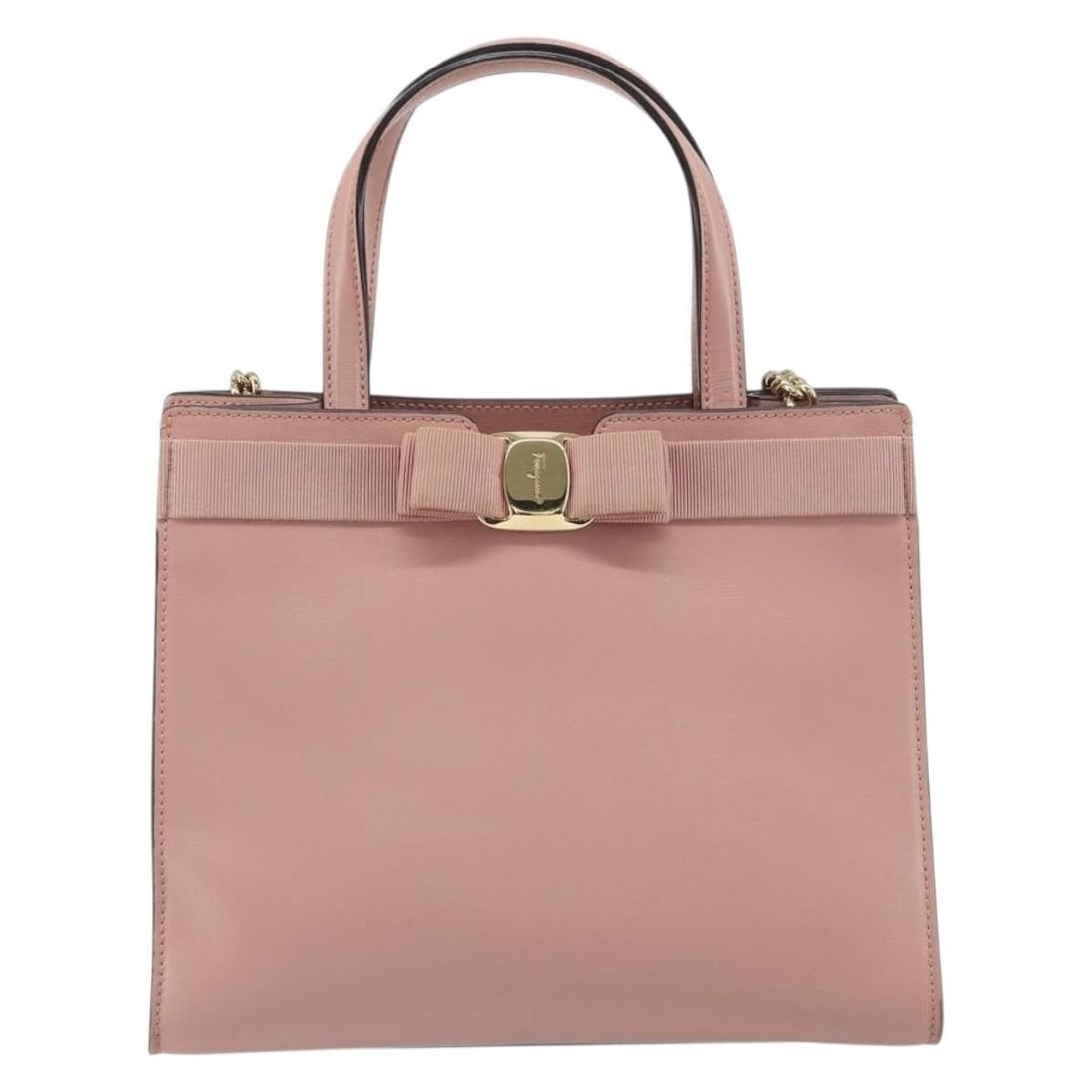 Salvatore Ferragamo Vara Pink Leather Top Handle Convertible Tote Bag: Salvatore Ferragamo Vara Pink Leather Top Handle Convertible Tote Bag This Salvatore Ferragamo Vara Bow Top Handle Convertible Tote features a pink leather exterior and the brand's signature Vara bow 