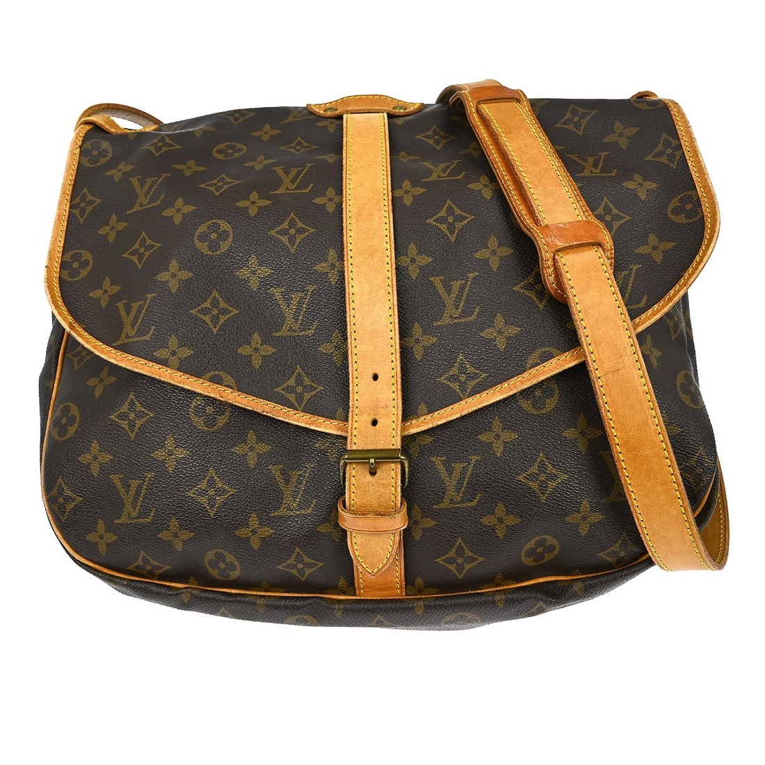 Louis Vuitton Saumur 35 Monogram Canvas Crossbody Shoulder Bag: Louis Vuitton Saumur 35 Monogram Canvas Crossbody Shoulder Bag This Louis Vuitton Saumur 35 is a vintage messenger shoulder bag crafted from the brand's iconic monogram canvas leather. Featuring a med