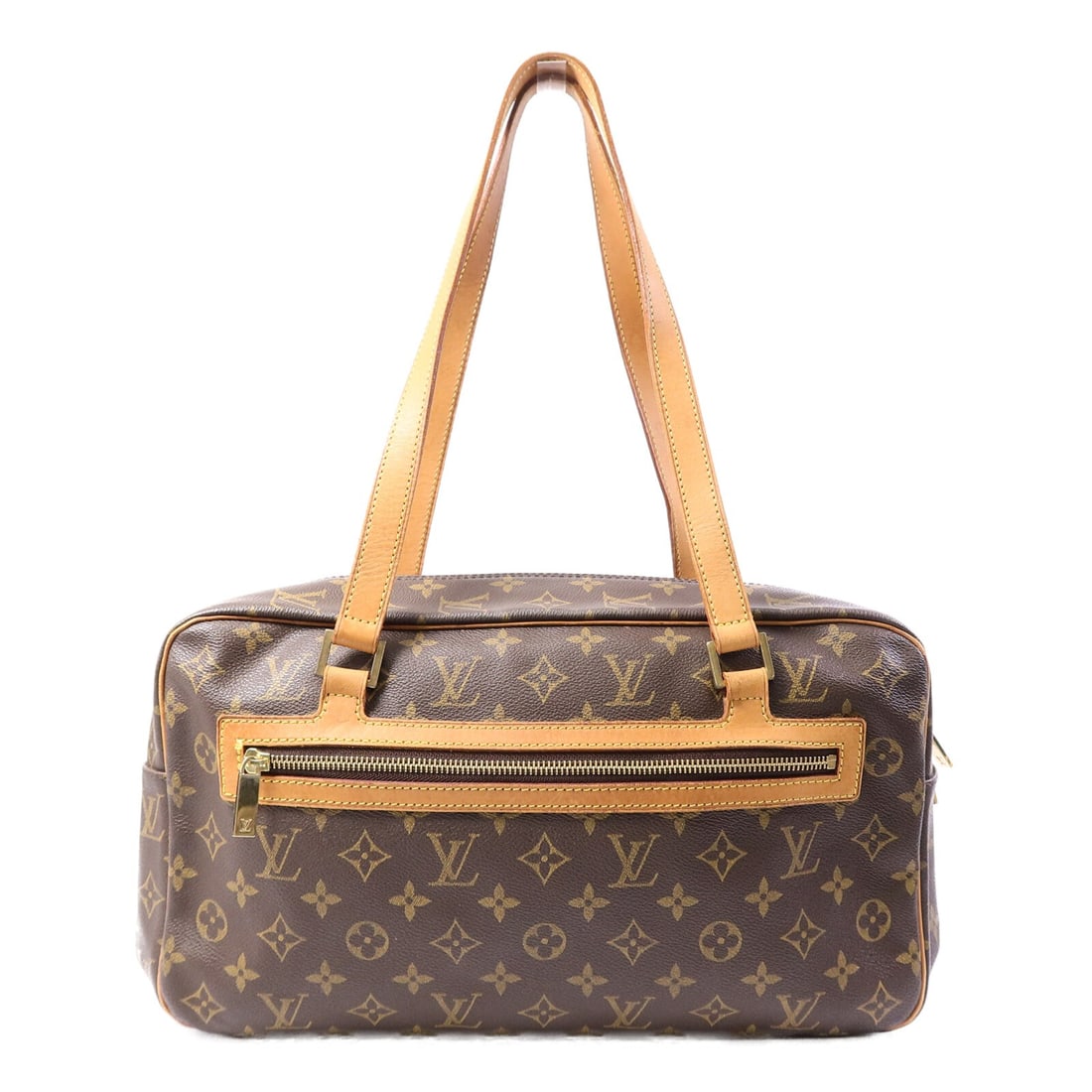 Louis Vuitton Cite GM Monogram Brown Shoulder Bag GHW: Louis Vuitton Cite GM Monogram Brown Shoulder Bag GHW This Louis Vuitton Cite GM shoulder bag features the iconic monogram pattern in brown PVC coated canvas. Designed for women, it offers a spacious 