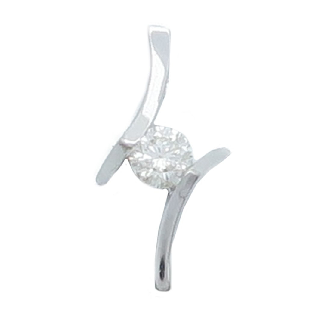 JEWELRY 18K White Gold Diamond Pendant Top: JEWELRY 18K White Gold Diamond Pendant Top This elegant pendant top is crafted from 18K white gold and features a clear diamond as the main stone. Designed for women, it showcases a refined and timele