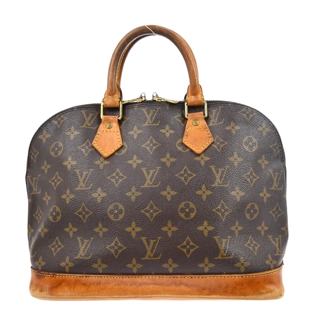 Louis Vuitton Alma Monogram Brown Canvas Zip Handbag: Louis Vuitton Alma Monogram Brown Canvas Zip Handbag This Louis Vuitton Alma handbag features the iconic Monogram canvas exterior with beige double handles and a zip closure. Designed in a medium size