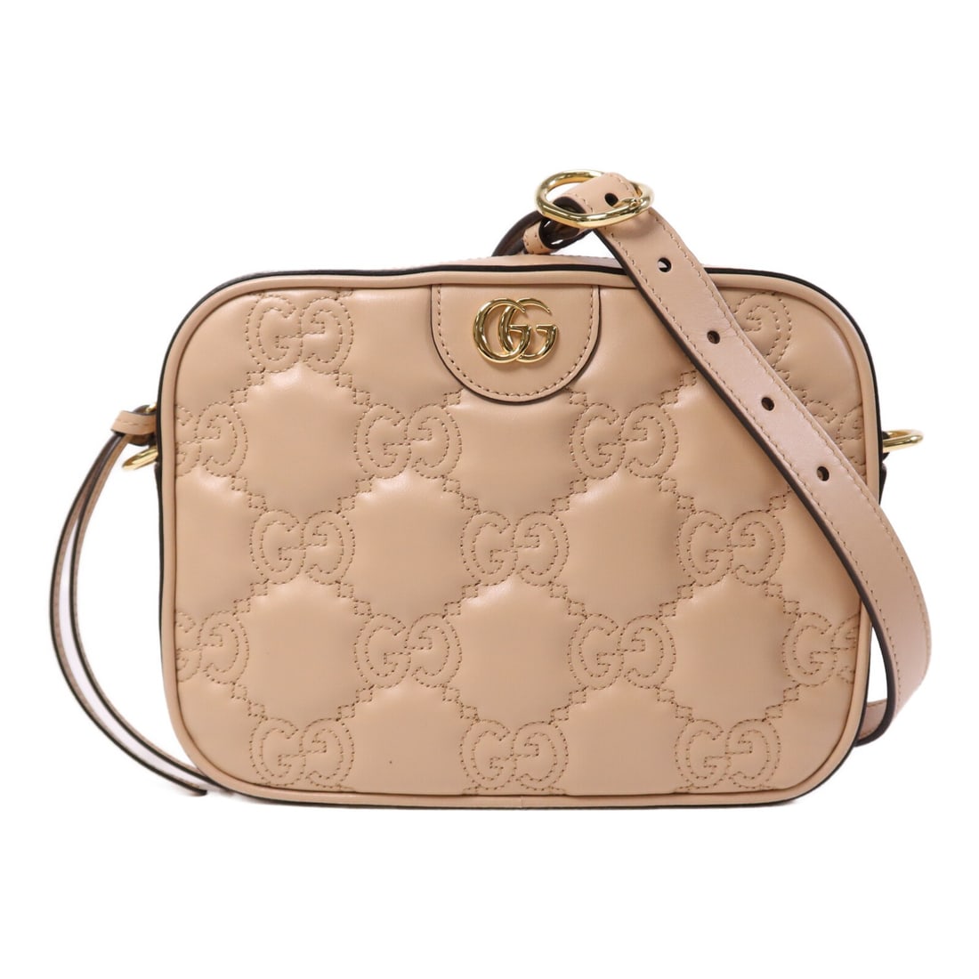 Pink Calfskin Gucci GG Matelasse Small Shoulder Bag with Gold Hardware (1 of 13)