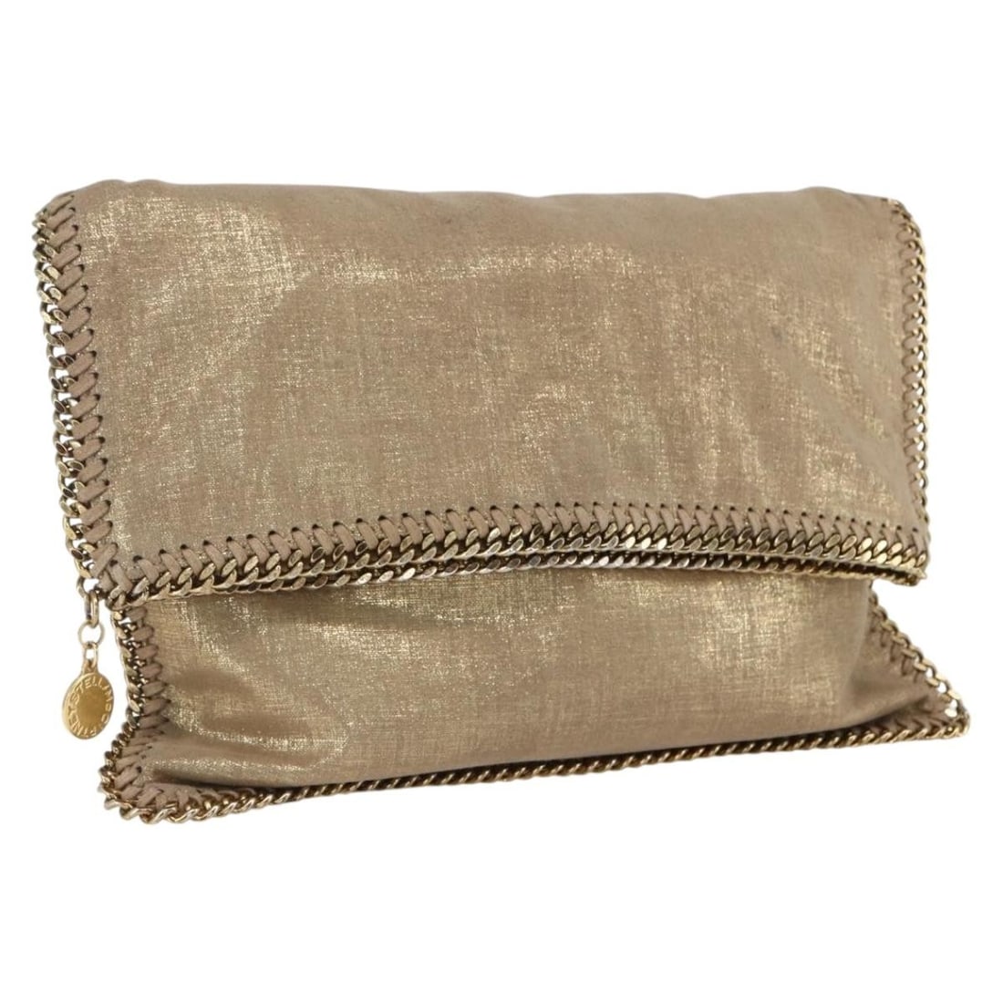Stella MacCartney Gold Polyester Clutch Bag Model 495151 Made in Italy: Stella MacCartney Gold Polyester Clutch Bag Model 495151 Made in Italy This Stella McCartney clutch bag features a gold-tone polyester exterior and is designed for elegant occasions. The bag is made i