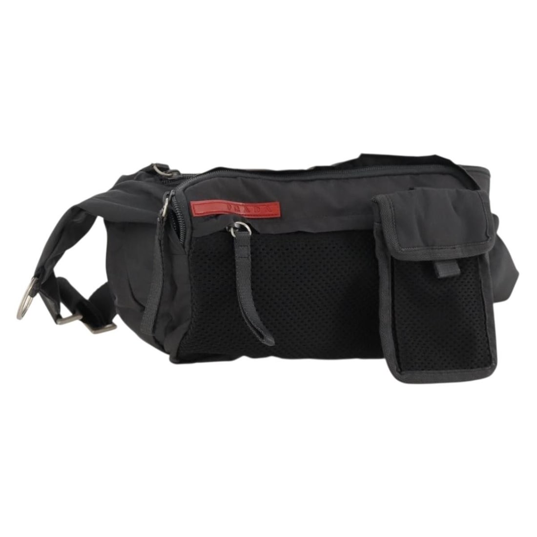 Prada Nylon Black Silver Body Bag Italy Auth: Prada Nylon Black Silver Body Bag Italy Auth This PRADA Sports body bag is crafted from black and silver nylon and is designed for women. Made in Italy, it features a practical body bag style with an 
