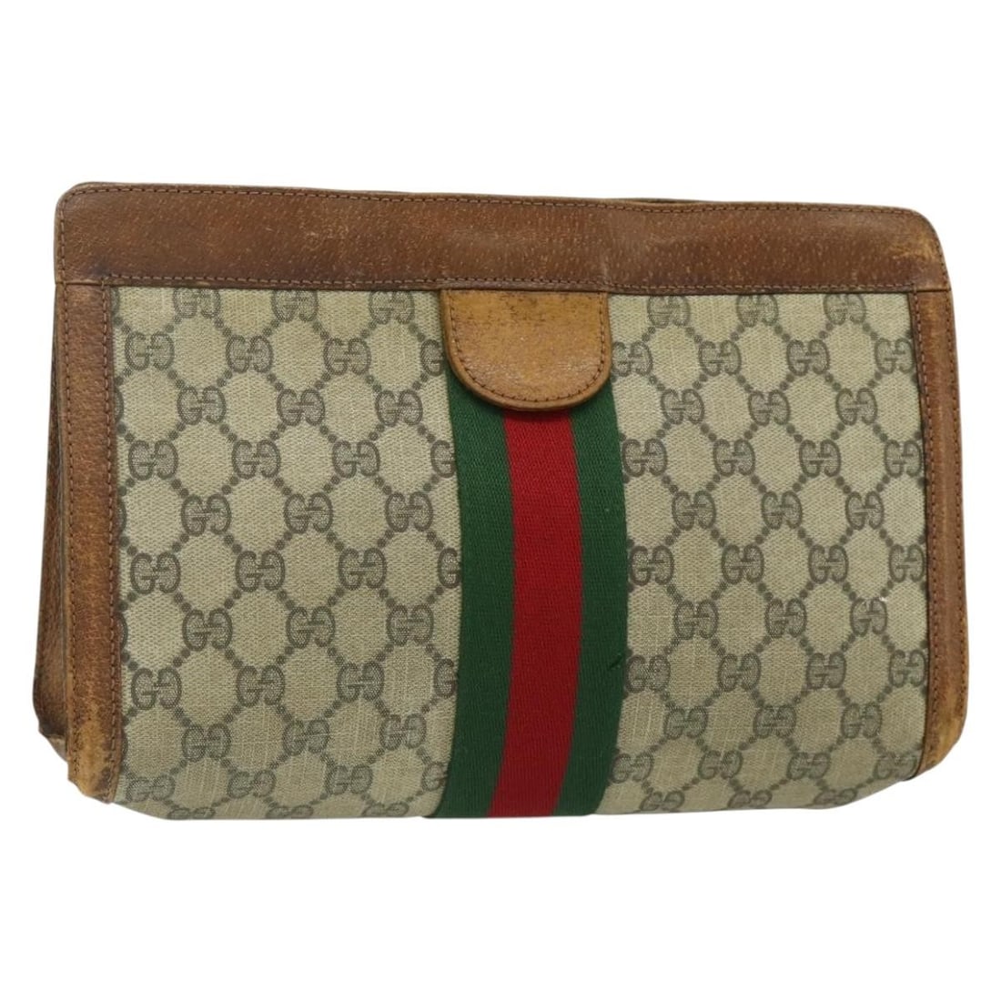 Gucci Sherry Line beige red PVC leather clutch 422 39 012: Gucci Sherry Line beige red PVC leather clutch 422 39 012 This is a GUCCI GG Supreme Web Sherry Line clutch bag crafted from beige and red PVC leather with GG canvas detailing. Made in Italy, this wom