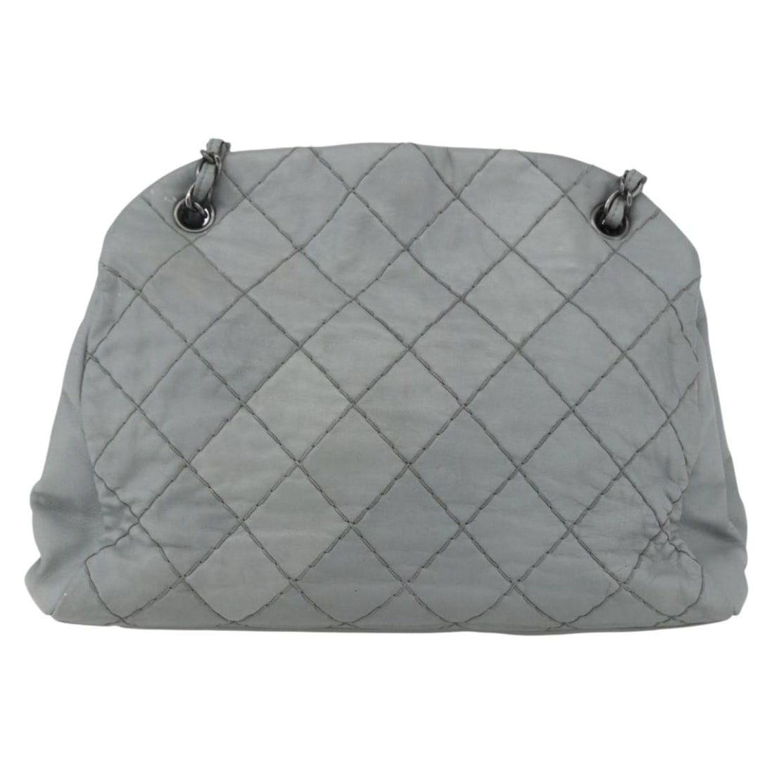 Gray Quilted Leather Just Mademoiselle Shoulder Bag by Chanel: Gray Quilted Leather Just Mademoiselle Shoulder Bag by Chanel The Chanel Just Mademoiselle Bag is crafted from quilted gray leather and designed for women. It features a spacious interior and elegant 