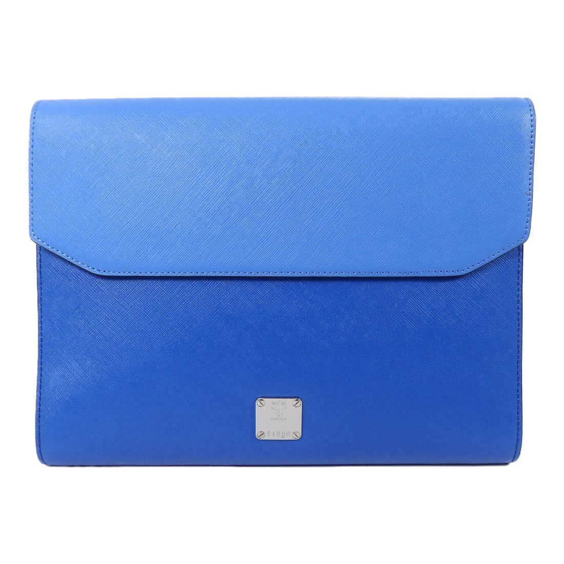 MCM Blue Calfskin Clutch Pouch Bag SHW: MCM Blue Calfskin Clutch Pouch Bag SHW This MCM pouch clutch bag is crafted from calfskin leather in a striking blue color. Designed for women, it offers a sleek and modern look, ideal for carrying es