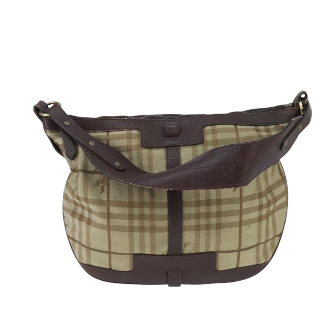 Burberry Nova Check Canvas and Leather Shoulder Bag Beige: Burberry Nova Check Canvas and Leather Shoulder Bag Beige This Burberry Nova check shoulder bag is crafted from beige canvas with leather accents. Designed for women, it features the iconic Nova check