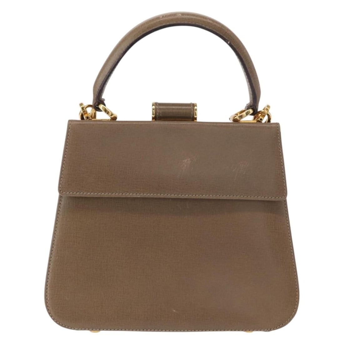Gancini beige leather handbag by Salvatore Ferragamo: Gancini beige leather handbag by Salvatore Ferragamo This Salvatore Ferragamo Gancini handbag is crafted from beige leather and designed for women. Made in Italy, it features a compact silhouette and 