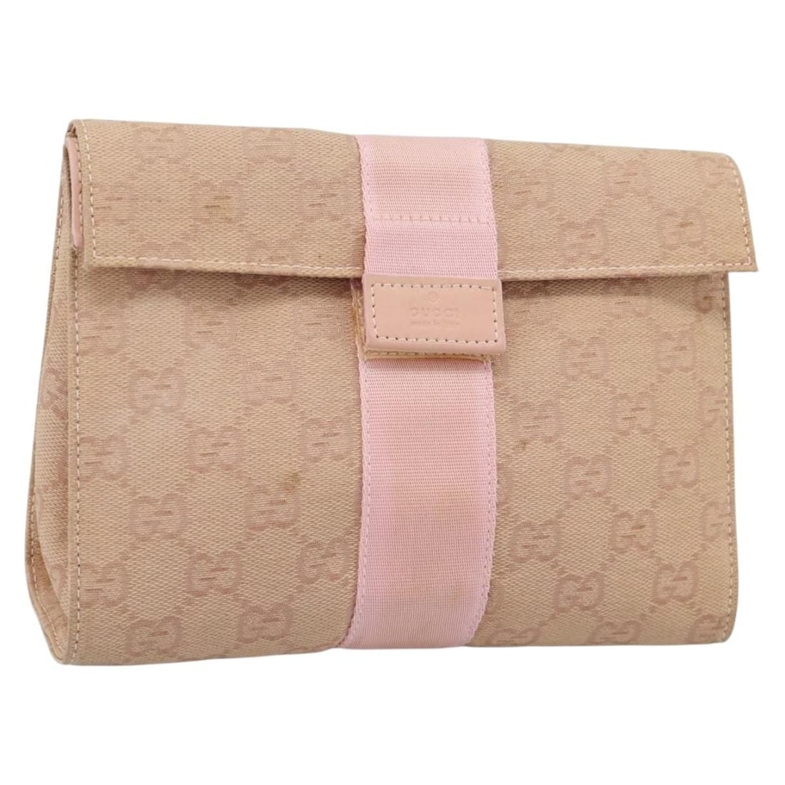 Gucci Pink GG Canvas Clutch 039 0992 Italy: Gucci Pink GG Canvas Clutch 039 0992 Italy This Gucci GG Canvas clutch bag features a pink exterior crafted from the brand's signature GG canvas. The bag is designed for women and made in Italy. It sh