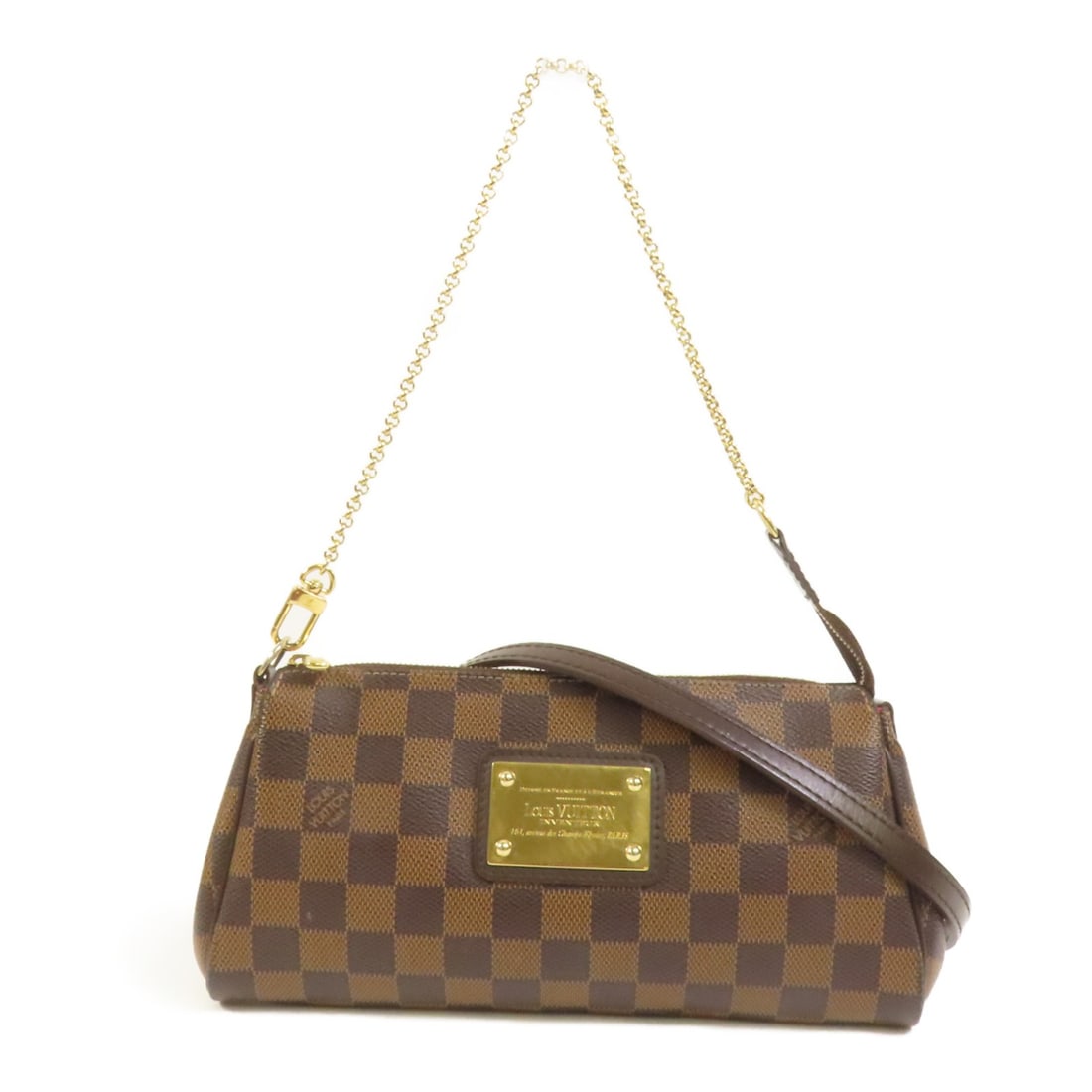 Louis Vuitton Eva Damier Brown PVC Coated Canvas Shoulder Bag GHW: Louis Vuitton Eva Damier Brown PVC Coated Canvas Shoulder Bag GHW This Louis Vuitton Eva 2 Way Shoulder Bag features the iconic Damier brown PVC coated canvas and gold-tone hardware. Designed for vers