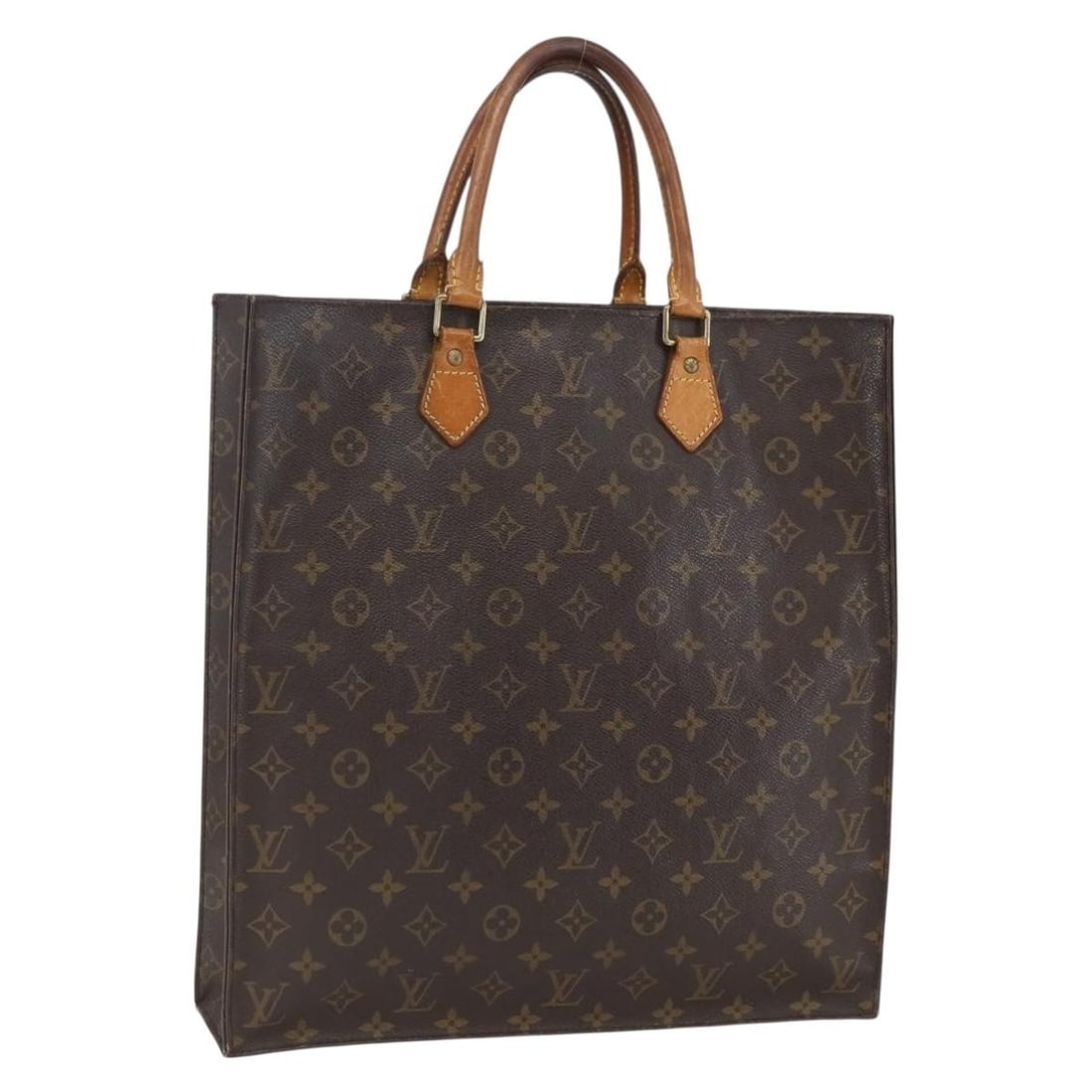 LOUIS VUITTON Monogram Sac Plat Hand Bag M51140 Auth MI0050: LOUIS VUITTON Monogram Sac Plat Hand Bag M51140 Auth MI0050 This authentic Louis Vuitton Monogram Sac Plat Hand Bag (Product No. M51140) is a stylish accessory that showcases the iconic monogram canva